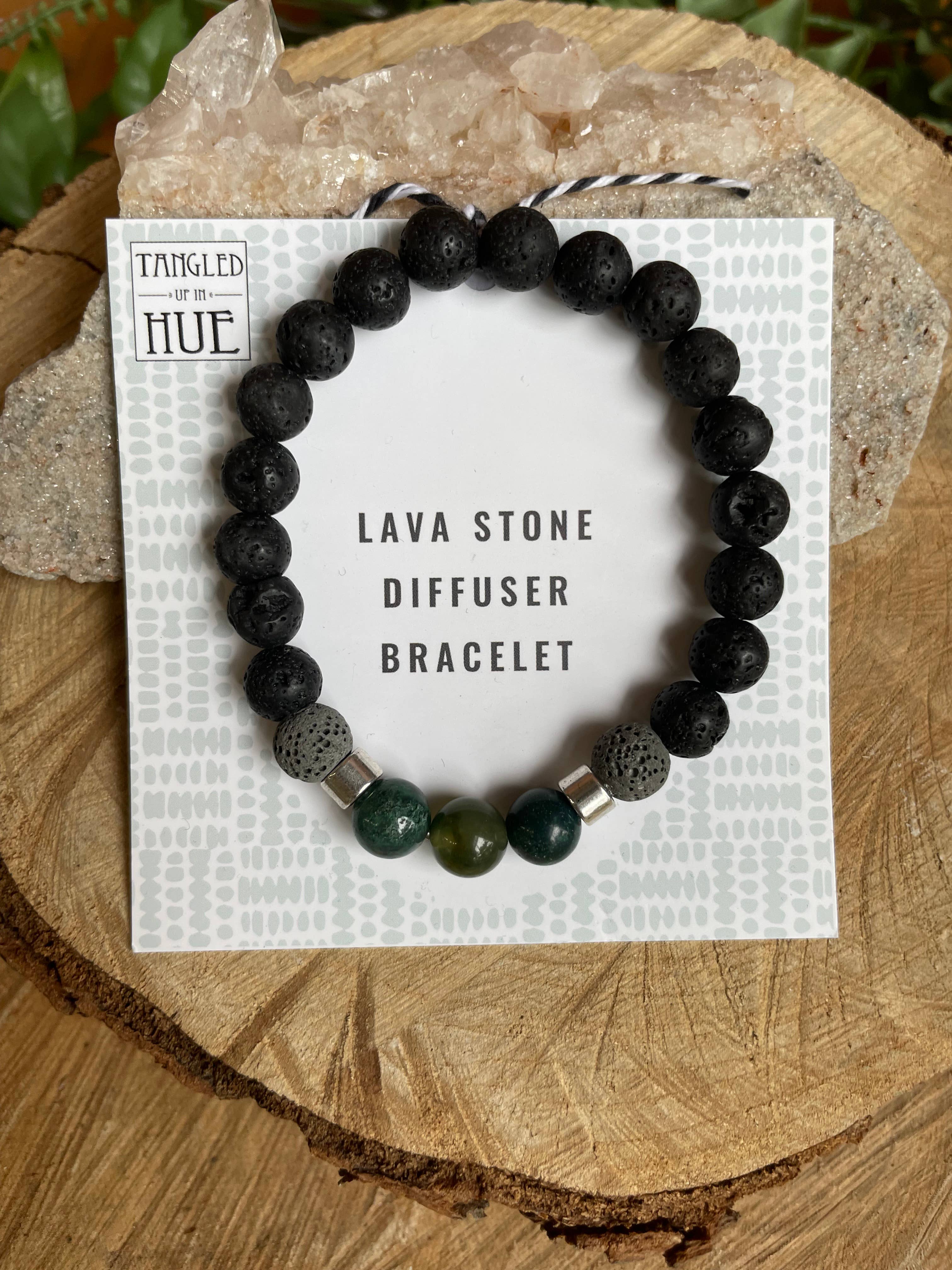 Tangled Up In Hue - Wholesale Aromatherapy Bracelet - Lava & Genuine Stone Diffuser Stretch Bracelets | Assorted1