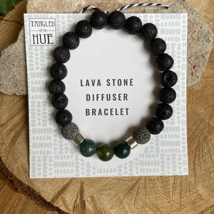 Tangled Up In Hue - Wholesale Aromatherapy Bracelet - Lava & Genuine Stone Diffuser Stretch Bracelets | Assorted1