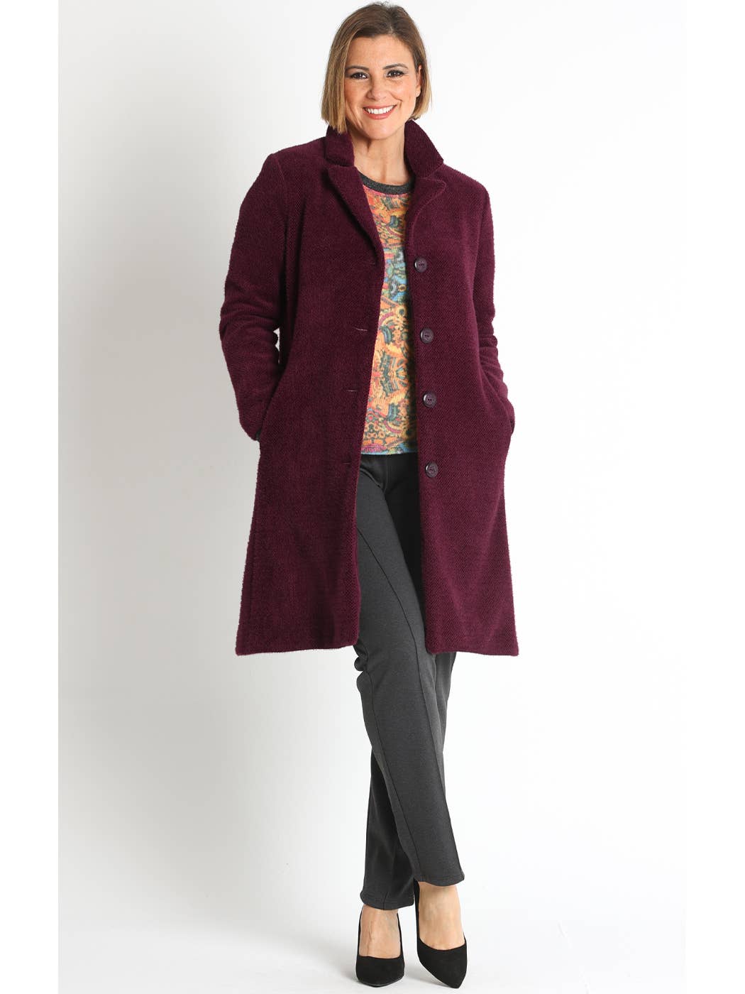 LOURDES CASTILLO - Wholesale Jacket - Women's - 372424L LONG COAT IN WOOLLY VAGUILLA FABRIC4