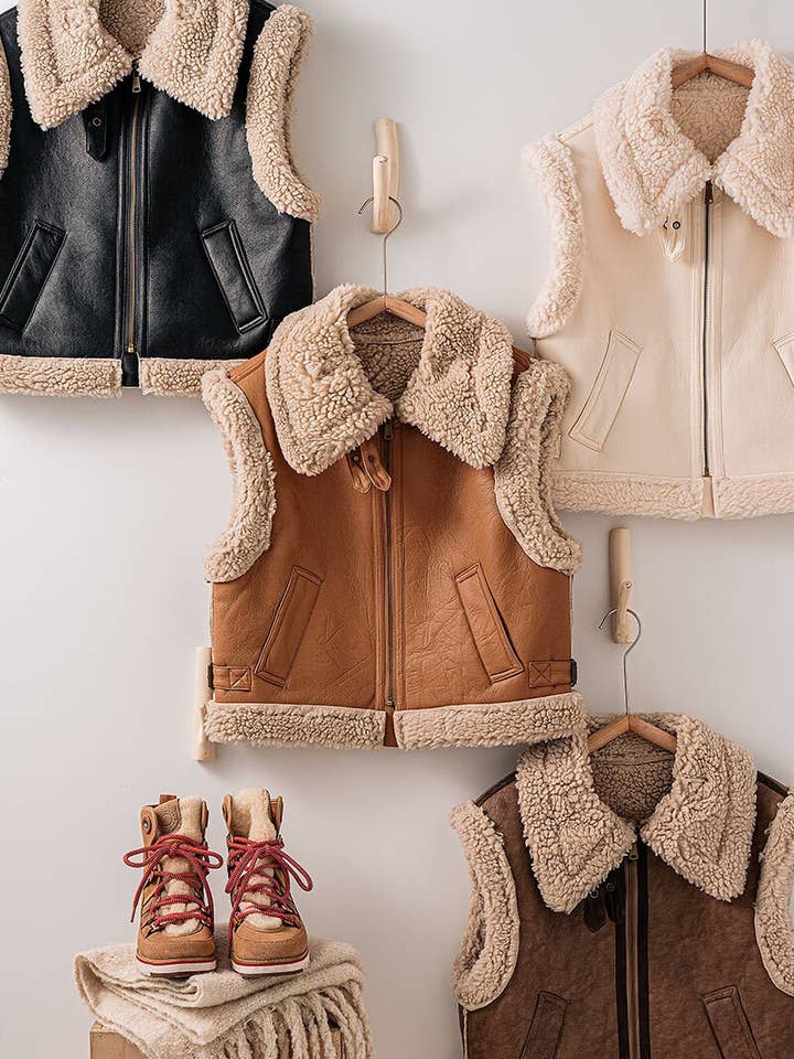 Sherpa Lined Cropped Biker Western Statement Vest for wholesale by Urban Daizy