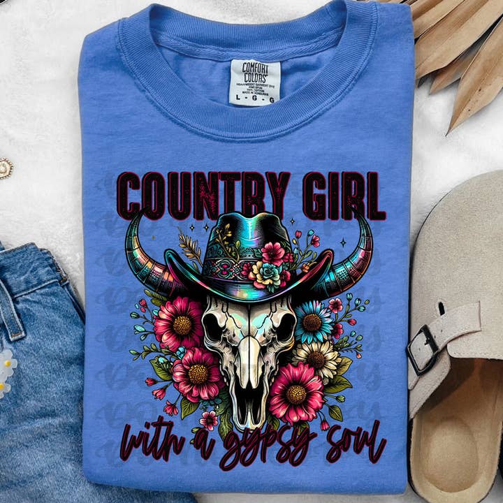 Country Girl With A Gypsy Soul DTF Heat Transfer for wholesale by Trendy Transfers