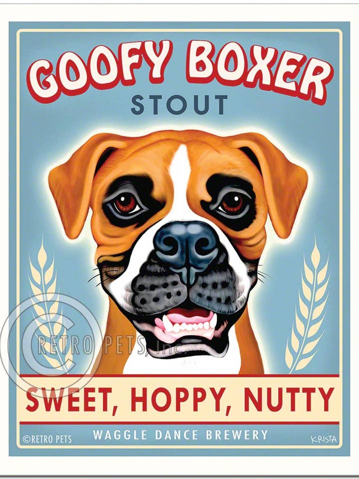 B-121 8x10 kunstdruk, „Goofy Boxer” voor wholesale door Retro Pets