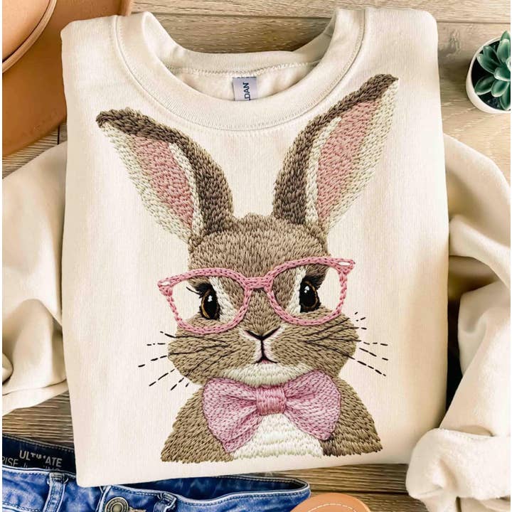 Embroidery Bunny Sweatshirt for wholesale by Festivitees