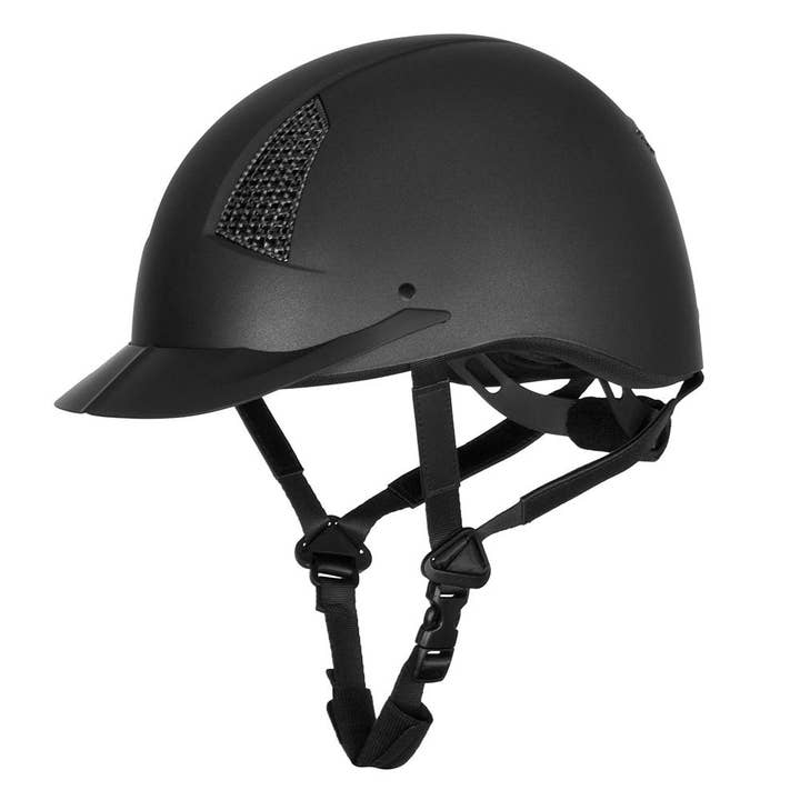 Black TuffRider Starter Helmet with Carbon Fiber Print Grill for wholesale on Faire1