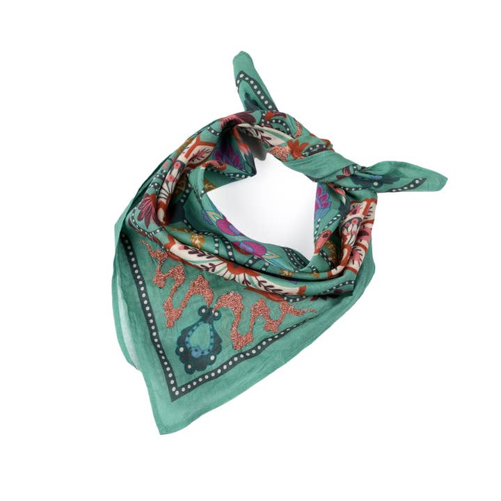 High Noon Floral Bandana - Granite Green for wholesale by Vismaya - A Brand by Shivani LLC
