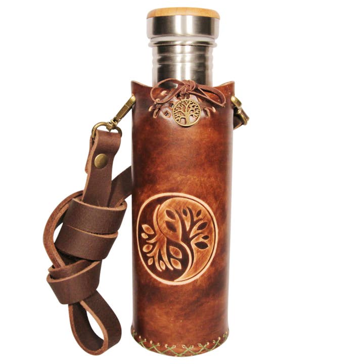 Brown - Yin Yang - Deluxe Water Bottle Holder for wholesale by Vesica