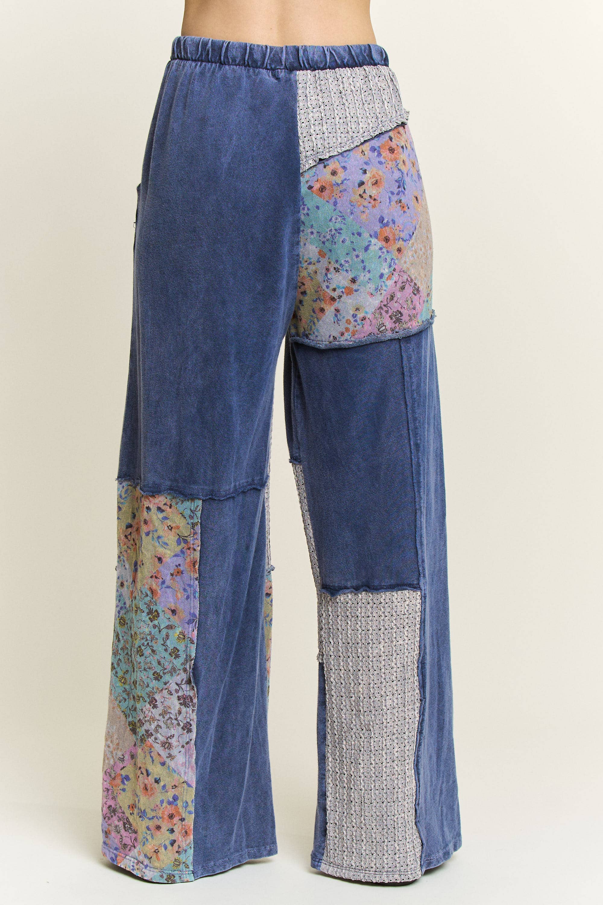 J.Her - Wholesale Pants - Women's - Mineral Washed Floral WaveKnit Jacquard Boho Pants HP610629