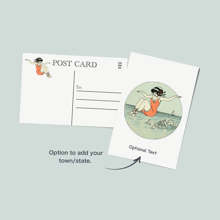 Vintage ocean post card | lady post card for wholesale by Simply Northern