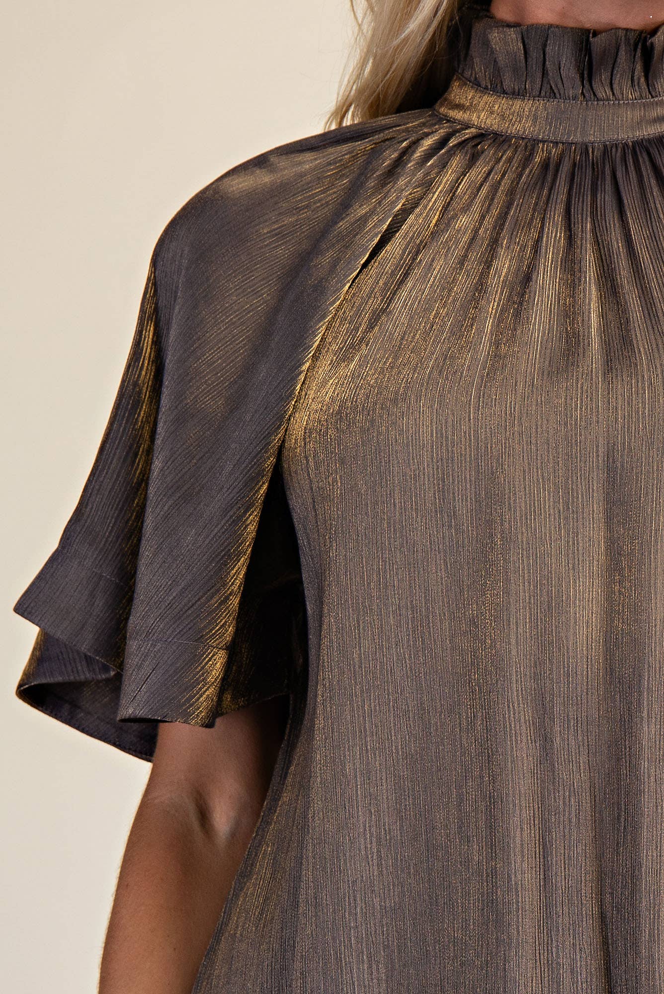 Glam - Wholesale Blouse - Women's - Ruffle Neck Raglan Sleeve Blouse11