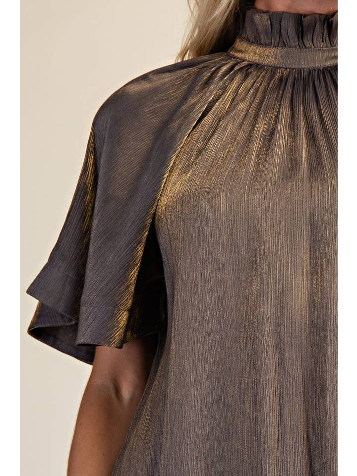 Glam - Wholesale Blouse - Women's - Ruffle Neck Raglan Sleeve Blouse11