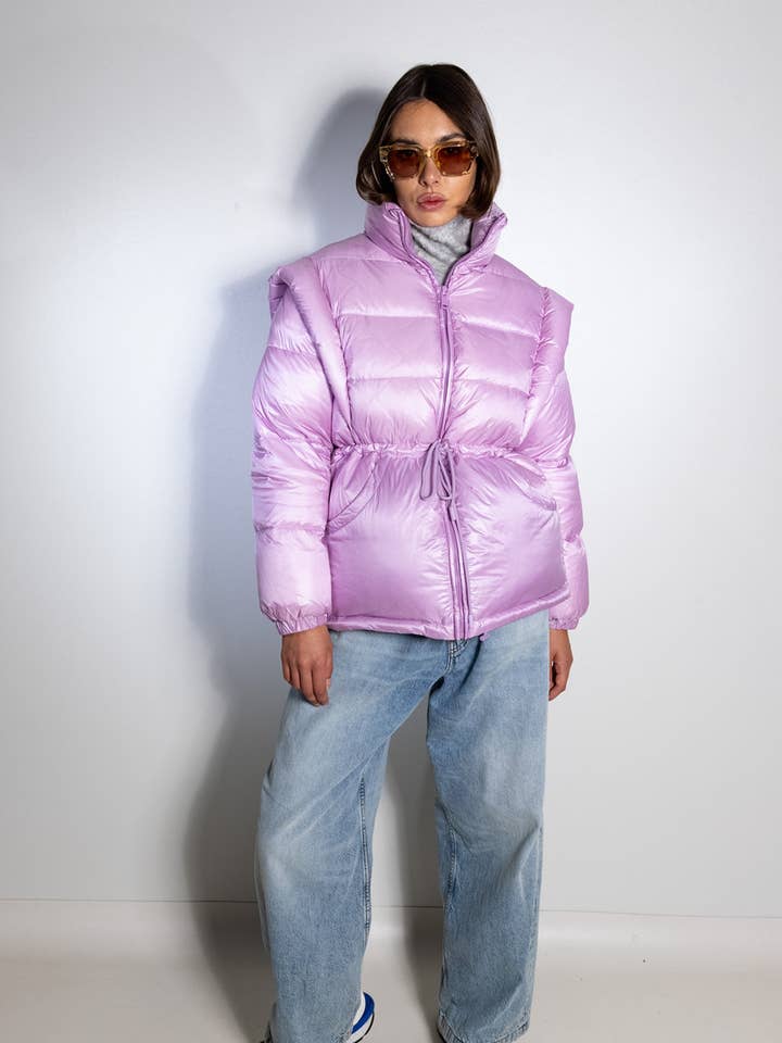 Detachable sleeve puffer jacket for wholesale by ARTFLOW