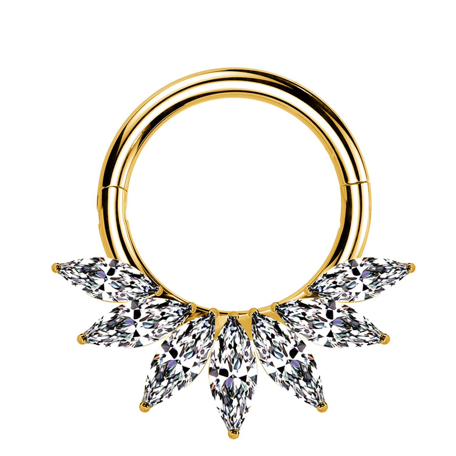 Awaken - Wholesale Single Earring - Clicker Circle Piercing with Seven Crystals0