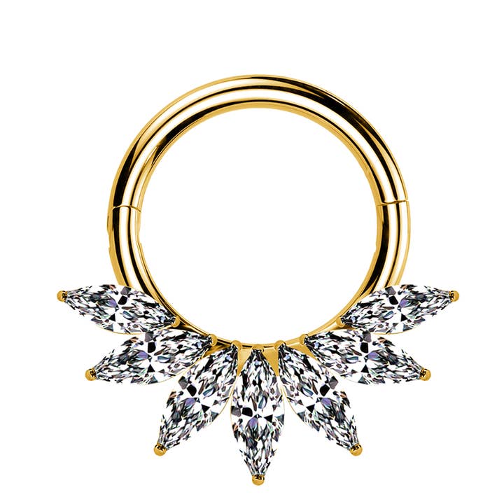 Awaken - Wholesale Single Earring - Clicker Circle Piercing with Seven Crystals