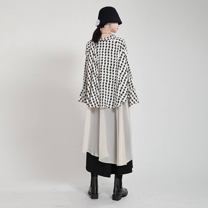 OceanusSwim - Wholesale Dress – Women's - Printed Chiffon Shirt Dress Flared Sleeves Two Piece5