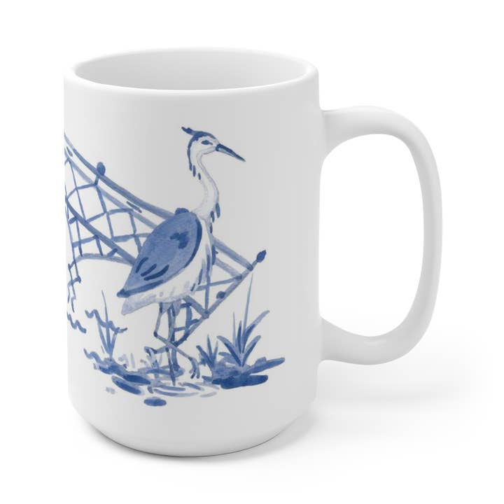 Barrington Herons 15oz Ceramic Mug With Original Artwork for wholesale by The Muddy Dog