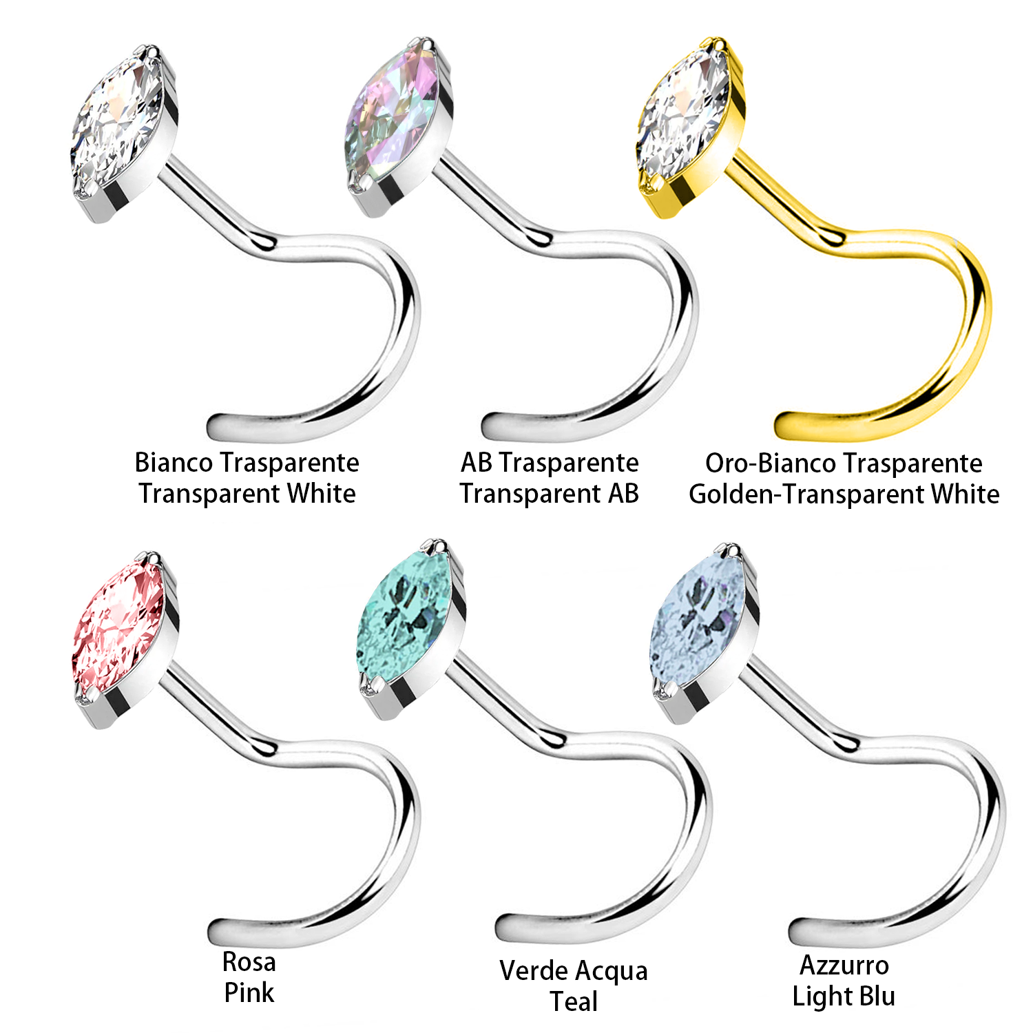 Awaken - Wholesale Single Earring - Crystal Nose Stud by “Olive” - PB-0520