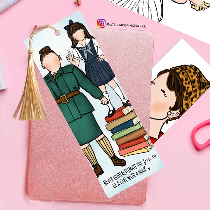 Little Miss PinkerBell - Wholesale Bookmark - "Never Underestimate... a Girl with a Book" Bookmark