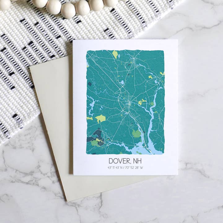 Sparks House Co. - Wholesale Everyday Greeting Card - Dover New Hampshire map notecards, custom city greeting card6