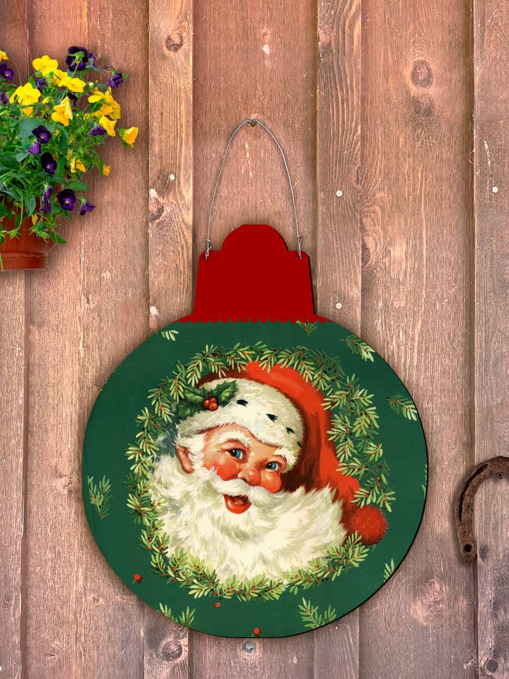 Ghirlanda di Babbo Natale in metallo per esterni per la vendita all'ingrosso da parte di Steel Southern Designs