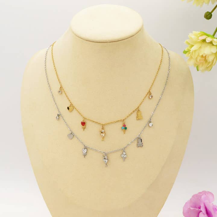 Candy - rostfritt stål - halsband med hängsmycken i kubisk zirkonia för wholesale av Daemon srls