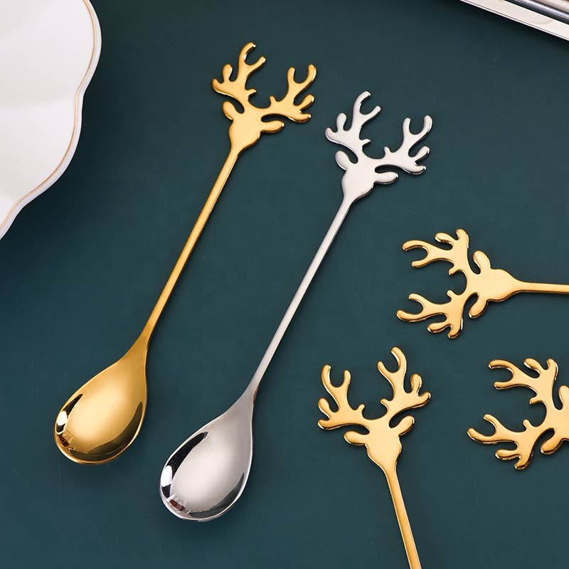 Sostraw & SmartThings - Wholesale Table Spoon (Cutlery) - Deer spoon for Christmas - Coffee, tea, dessert - 5 colors7