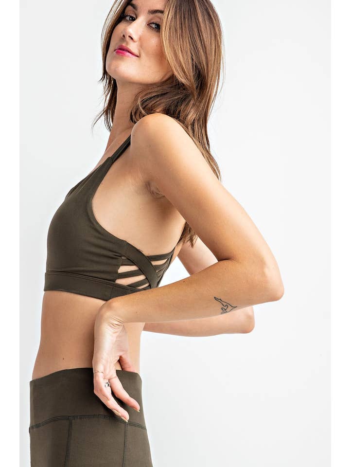 OLIVE T1592PL-SM-Strappy Criss Cross Y-Racerback Sports Bra for wholesale on Faire2