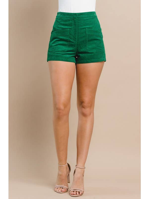 KELLY GREEN CP9882-Corduroy Shorts for wholesale on Faire