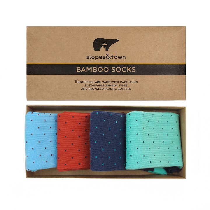 Coffret cadeau chaussettes à pois bleus pour la vente par Slopes&Town