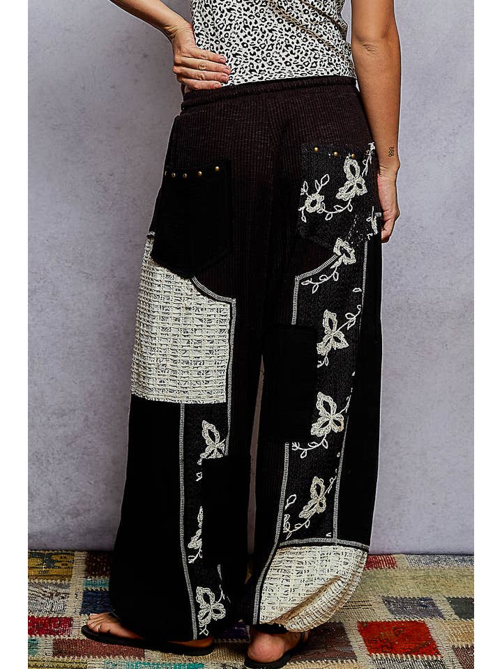 Pol Clothing - Wholesale Pants - Women's - Solid pattern patch detail rib knit jogger pants11