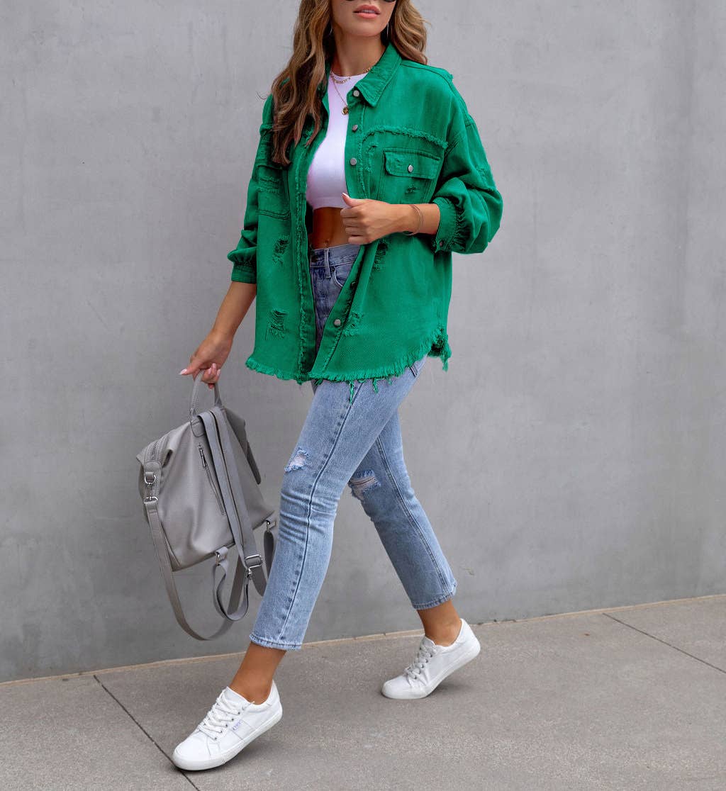 HIDDENBRAND - Wholesale Denim Jacket - Women's - Denim Jacket Women Long Sleeve Casual Lapel Top14