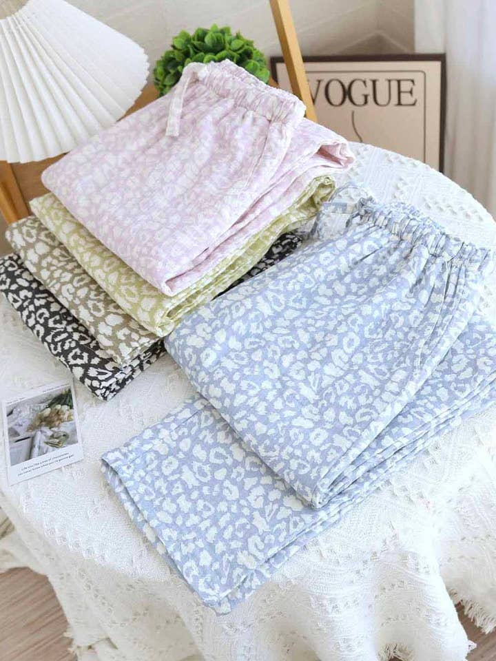 Pantalones de descanso con estampado de leopardo y cintura elástica para mujer 8SKP51112 para venta al por mayor de Sweetkama