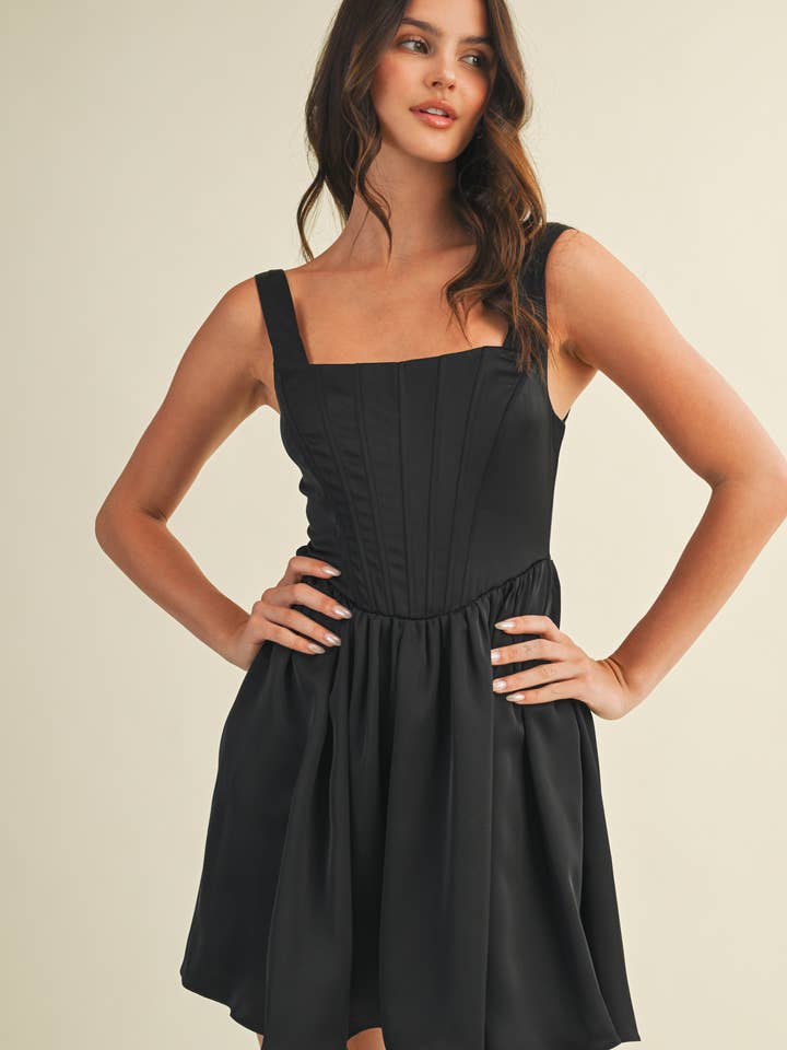 CORSET LINE SLEEVELESS FLARE DRESS for wholesale by Mustard Seed