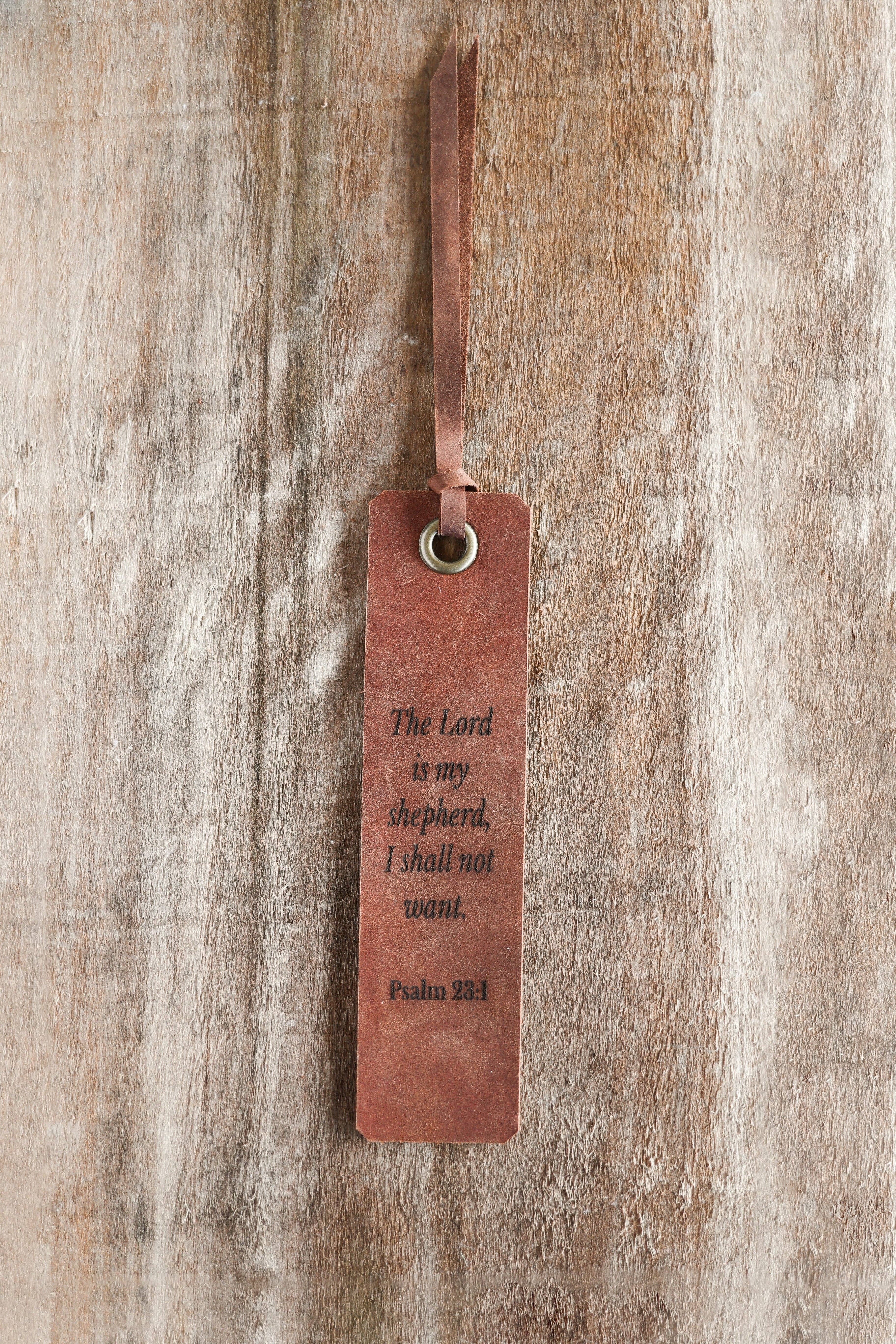 Jubilee Trading Co.  |  Ethical Trade Decor + Accessories - Wholesale Bookmark - The Lord is my Shepherd Leather Bookmark1