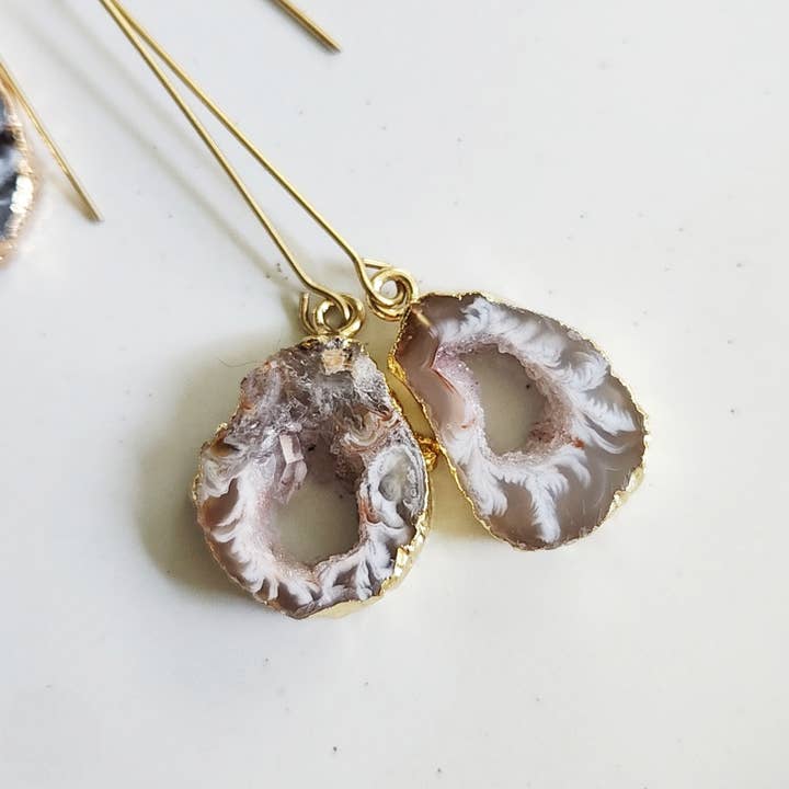 Sara Sela Jewelry - Wholesale Dangle Earrings - Gold Plated Agate/Druzy Dangle and Drop Earrings3