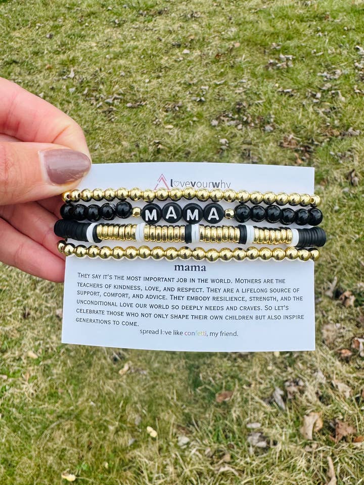 Mama stack black with gold for wholesale by Love Your Why