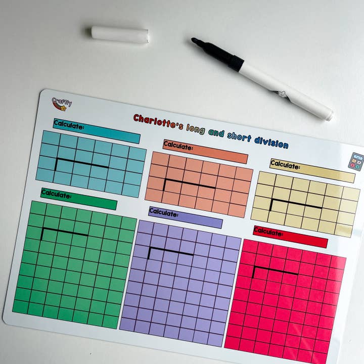 Long and Short Division Whiteboard for wholesale by Craftly Ltd