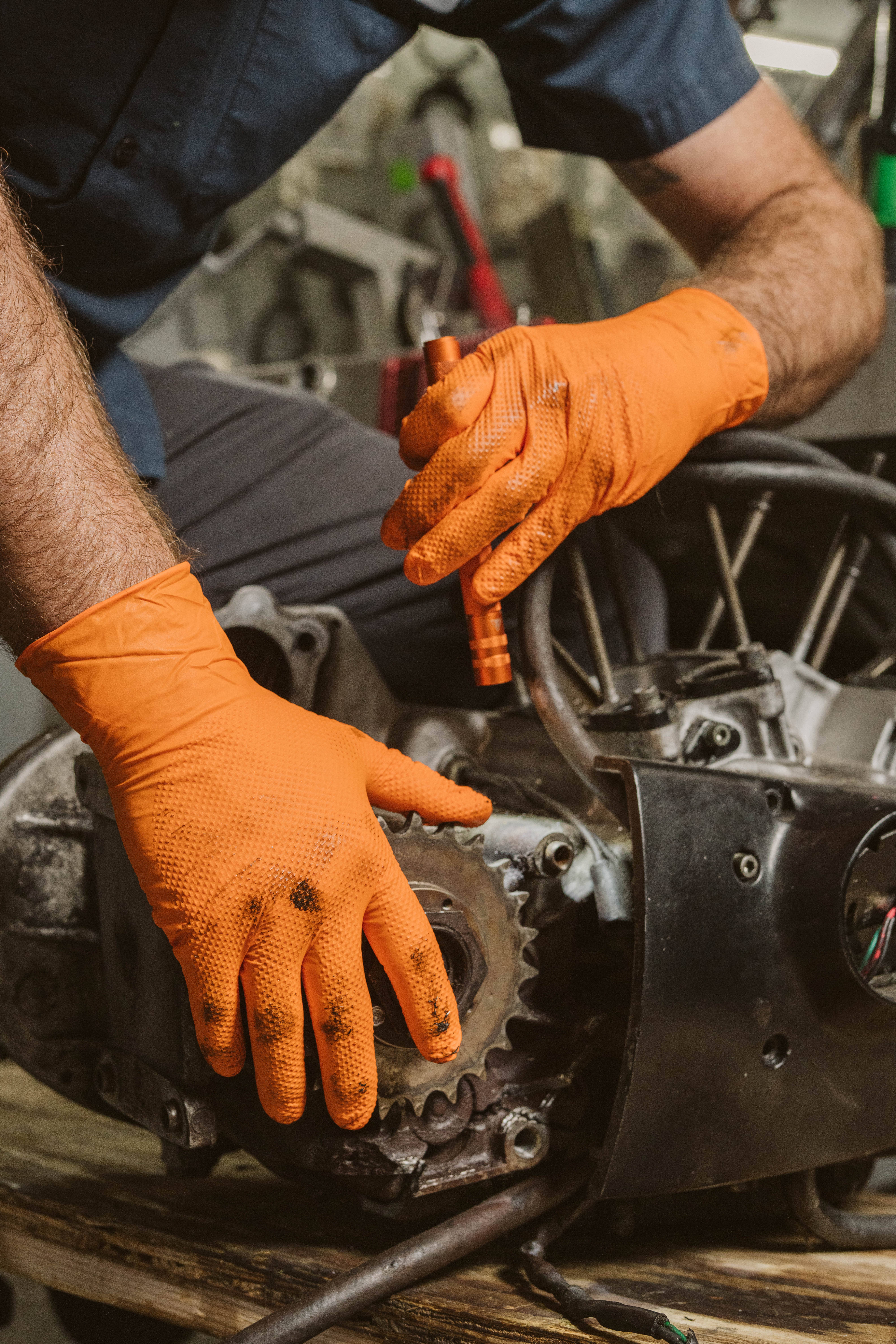 First Glove - Wholesale Cleaning Gloves - First Glove Heavy Duty 8 Mil Orange Nitrile Case of 1000/CT2