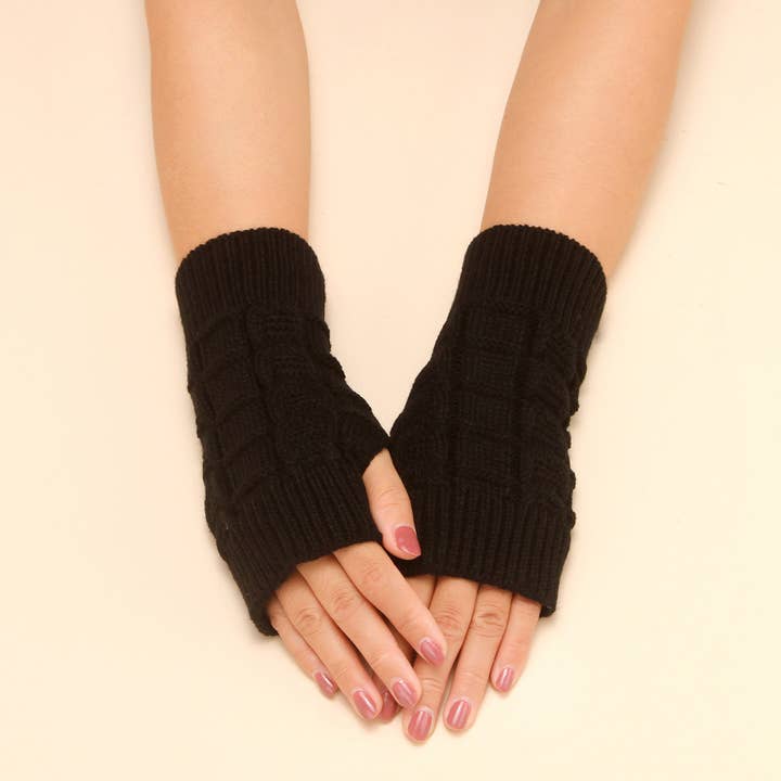 FASHIONABLE TWISTED WARM HALF FINGER GLOVES_CWAG0087 for wholesale by ACCITY