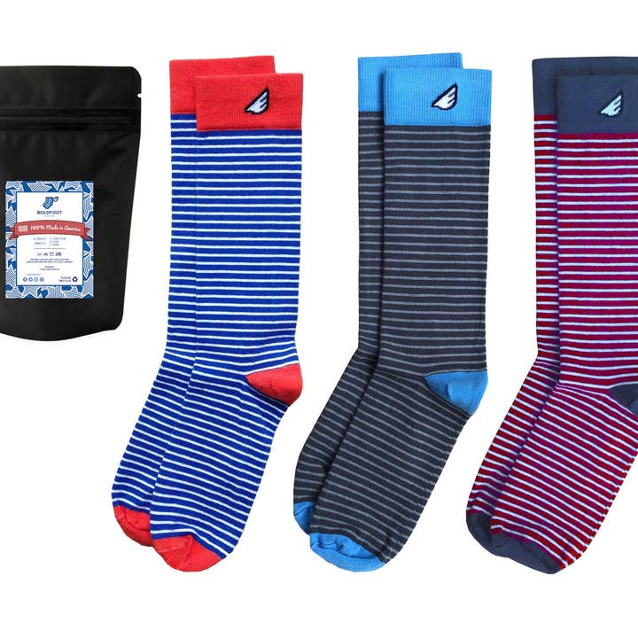 Lot de 3 paires de chaussettes « Underdog #2 ». Ensemble cadeau fabriqué aux États-Unis pour la vente par Boldfoot Socks