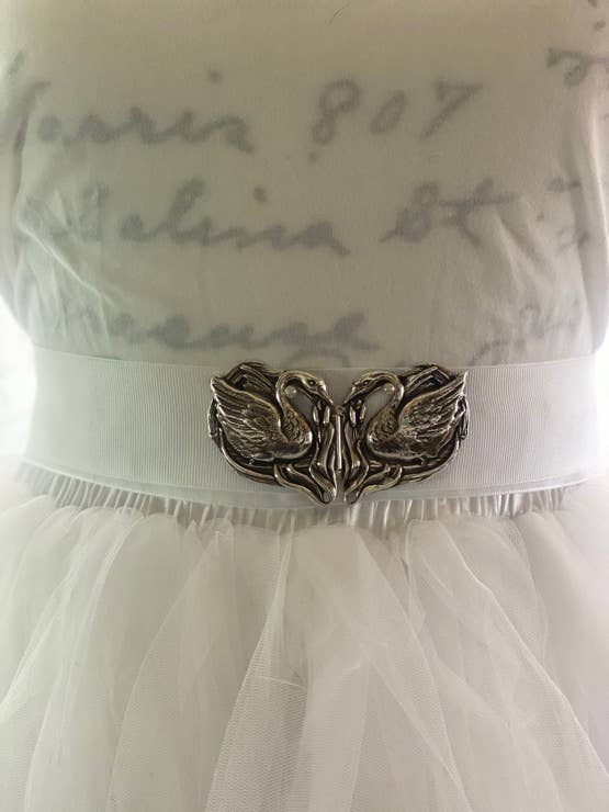 Maggie McFarland Design-Lulu LaRock - Wholesale Belt - Women's - A-Beautiful Art Nouveau sterling swan Bridal Belt Sash1