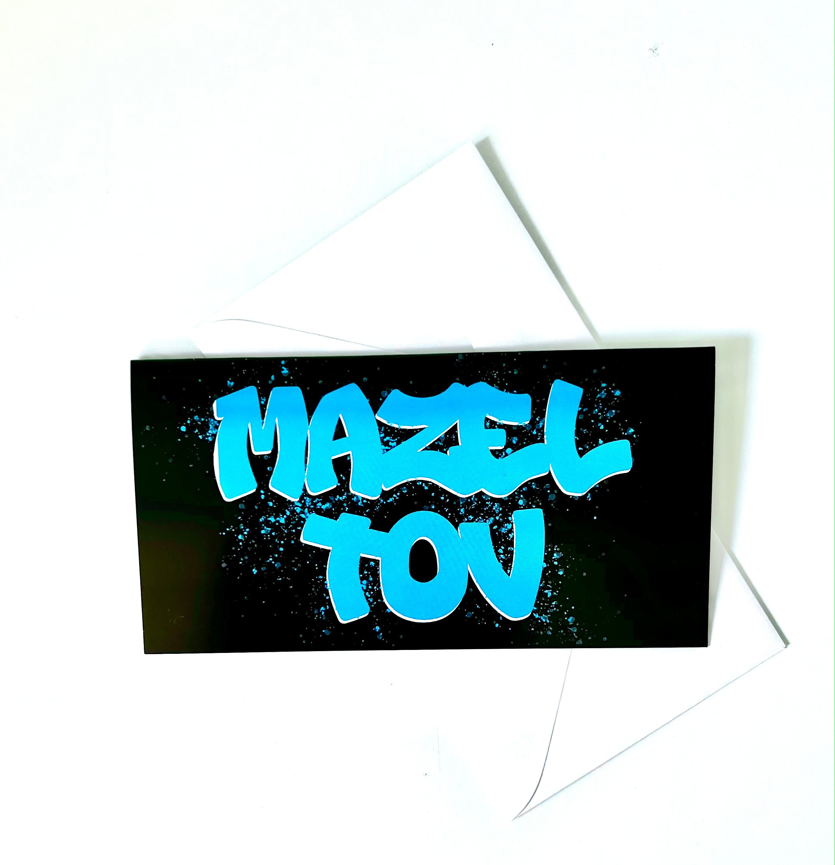 Sunny Marshmallow - Wholesale Bar/Bat-Mitzvah Card - Mazel Tov Greeting Card-Blue Graffiti Style1