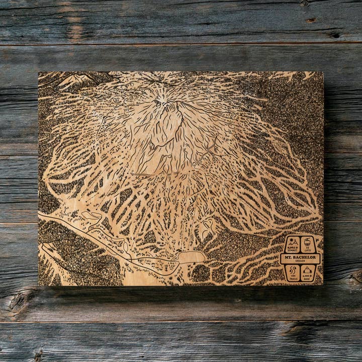 Mount Bachelor, Oregon Ski Trail Map for wholesale by Benoit's Design Co.