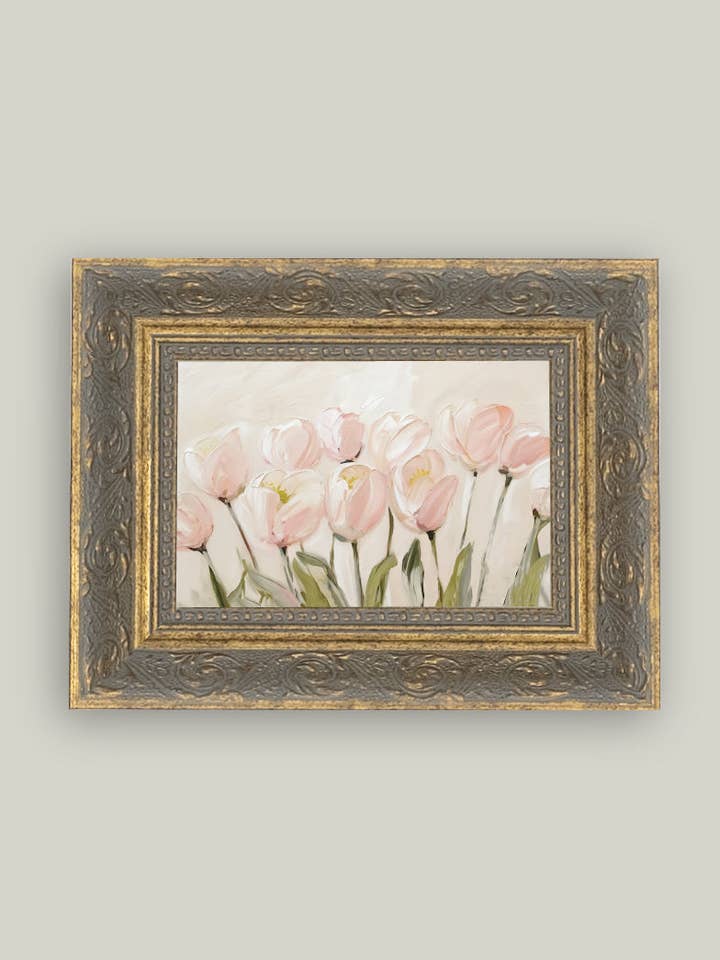 Arte Antica Incorniciata con Tulipani Rosa per la vendita all'ingrosso da parte di Petal Lane Home