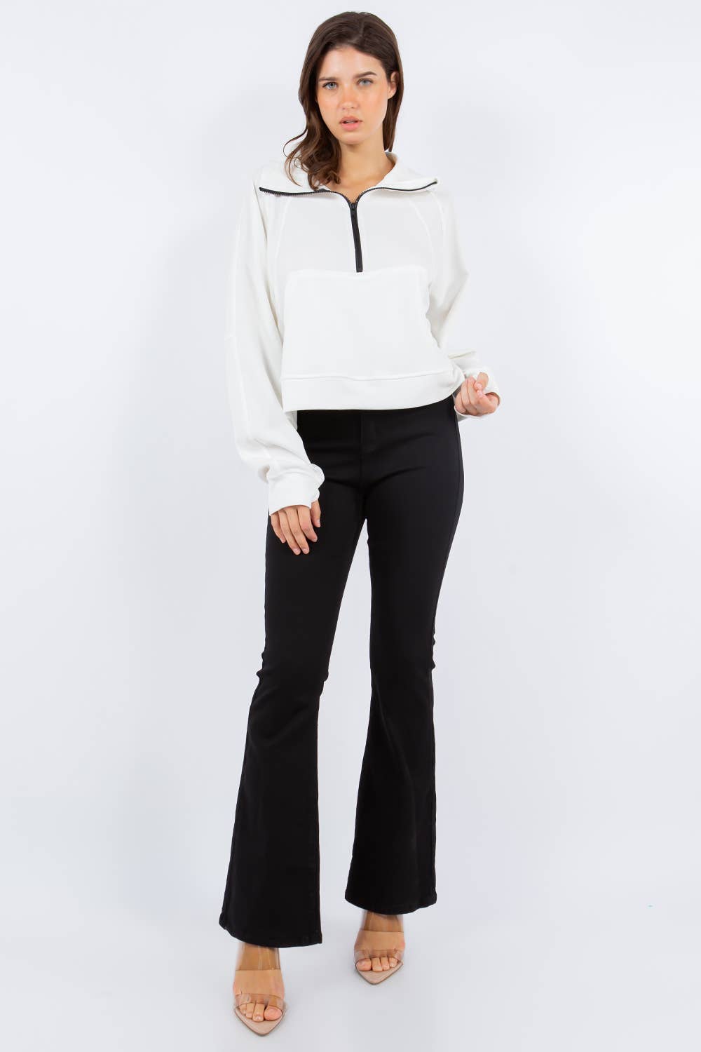 Eldridge Fashion – Großhandel Sweatshirt – Damen – SCUBA LULU TRICHTERHALS1