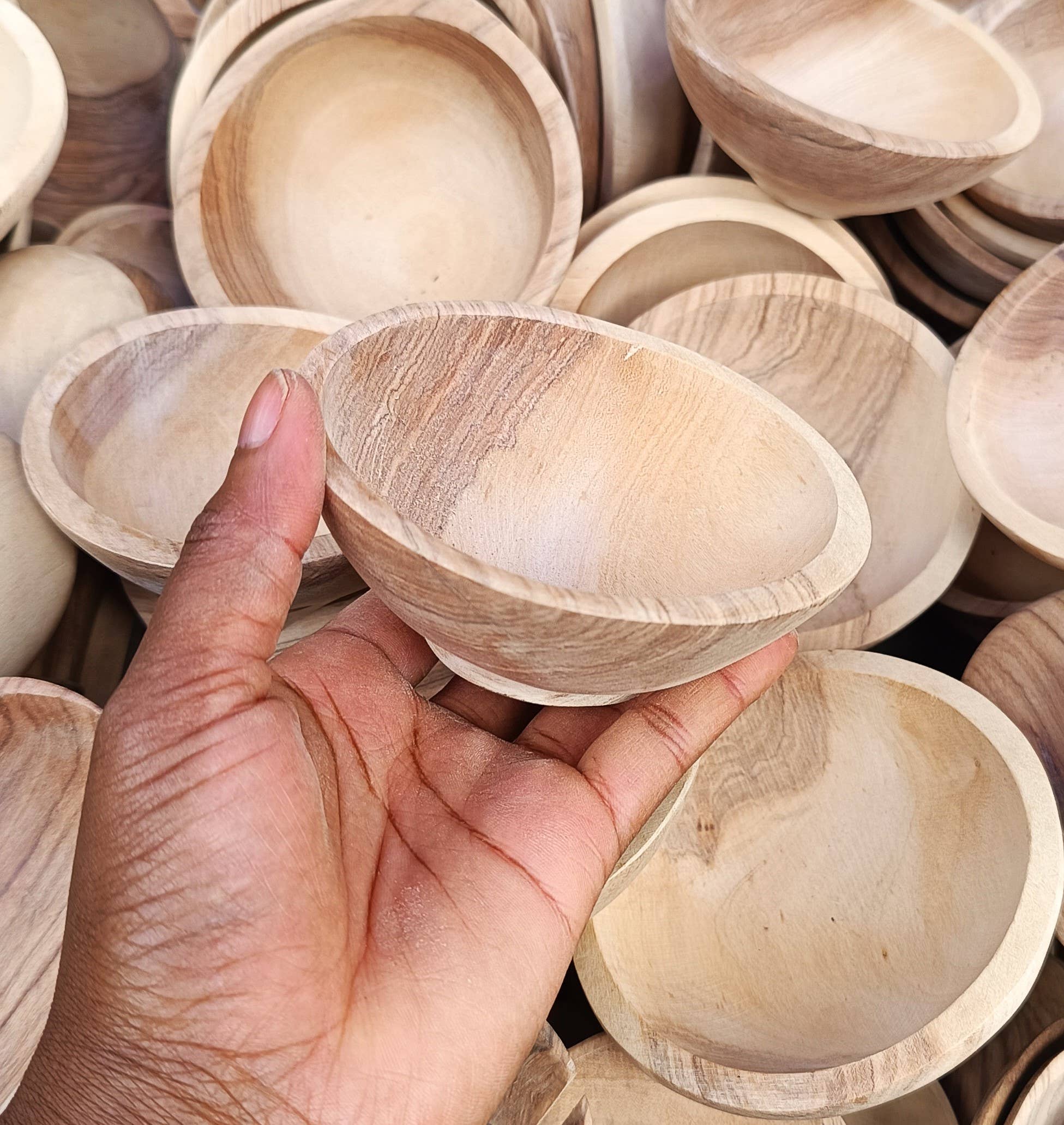 African Craft Collection - Wholesale Candle Holder - Small Wooden Candle Dough Bowl – Farm House Dough Bowl 2