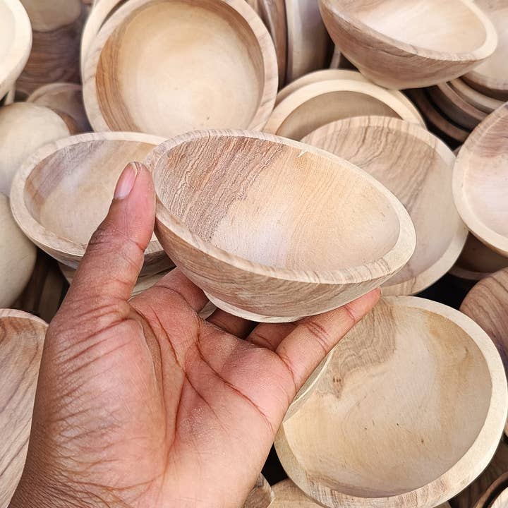 African Craft Collection - Wholesale Candle Holder - Small Wooden Candle Dough Bowl – Farm House Dough Bowl 2