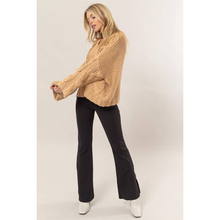HYFVE - Wholesale Knit Sweater - Women's - HF25A269-Cable Knit Oversized Sweater