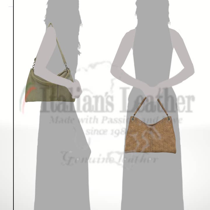 ITALIAN'S LEATHER - Wholesale Shoulder Bag - Women's - Riccio Suede Leather Bag 22021425