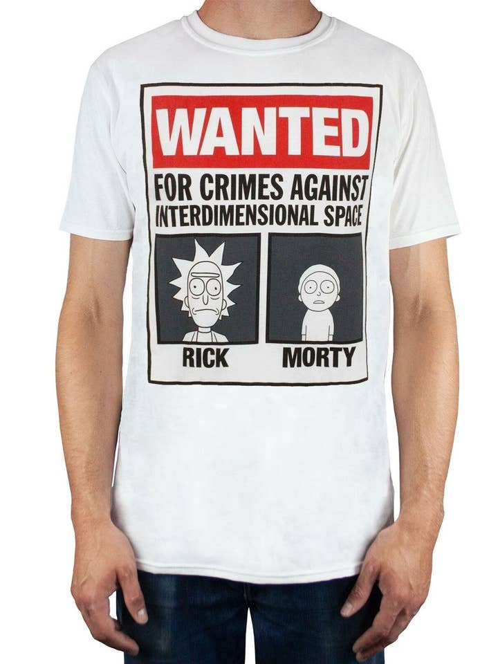 Maglietta bianca a maniche corte da uomo di Rick e Morty per la vendita all'ingrosso da parte di Vanilla Underground