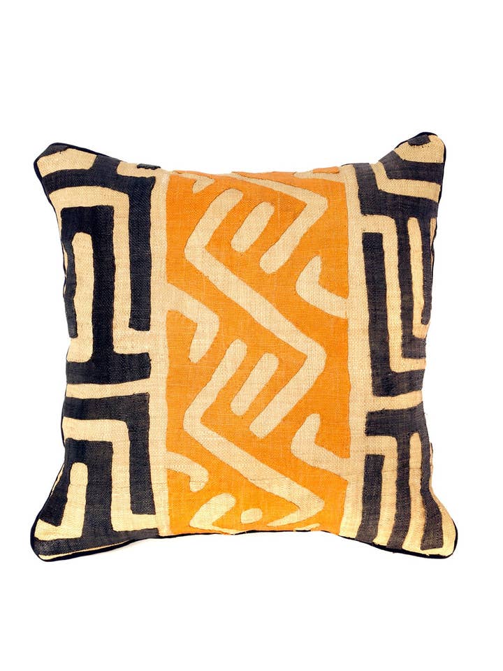 18" Congo Raffia Decorative Pillow Cover for wholesale by Swahili | AFRICAN MODERN